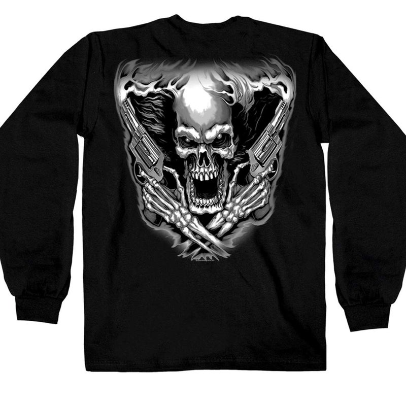Hot Leathers mens Motorcycle GMD2076 Assassin Black Long Sleeve Shirt, Black, Large - Image 2